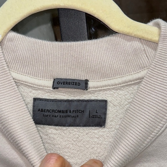 Abercrombie soft a&f crewneck oversized sweatshirt pullover beige two tone block - Picture 2 of 8
